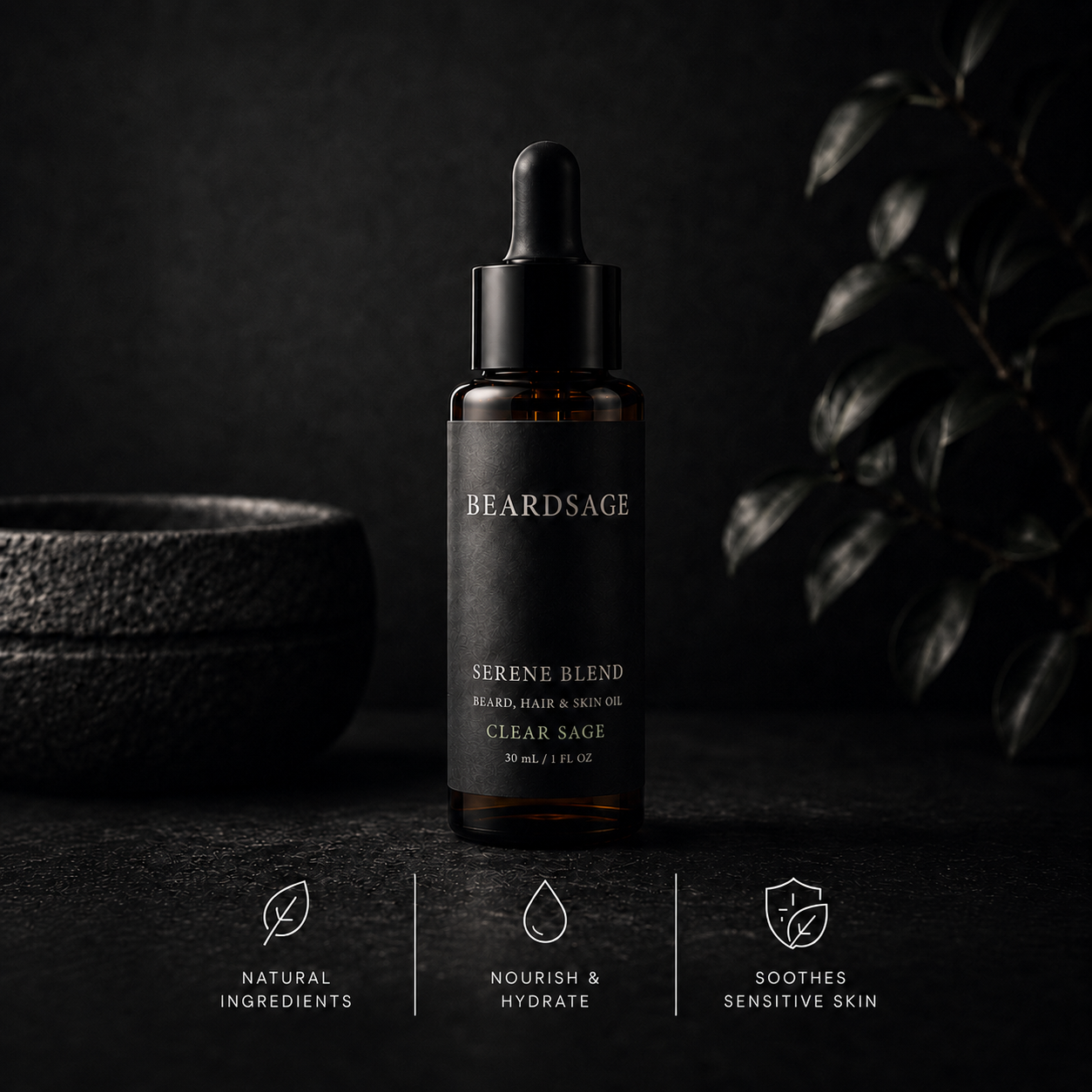 Serene Blend Beard Oil | Lightweight, Calming Formula for Sensitive Skin | Beardsage Grooming Co.