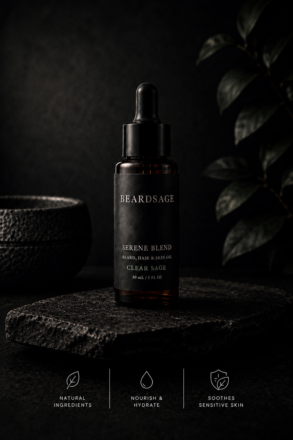 Serene Blend Beard Oil | Lightweight, Calming Formula for Sensitive Skin | Beardsage Grooming Co.