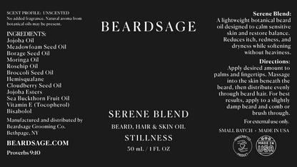 Serene Blend Beard Oil | Lightweight, Calming Formula for Sensitive Skin | Beardsage Grooming Co.